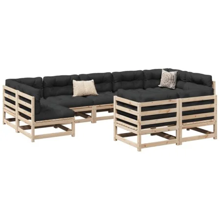 Juego de sofás de jardín 9 pzas con cojines madera maciza pino by vidaXL, Garden sets - Ref: Foro24-3299629, Price: 831,62 €,...
