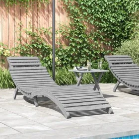 Tumbona con mesita madera maciza de acacia gris by vidaXL, Loungers - Ref: Foro24-363280, Price: 146,37 €, Discount: %