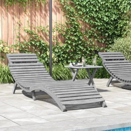 Liegestuhl mit massivem Akazienholz-Tisch in Grau von vidaXL, Liegen - Ref: Foro24-363280, Preis: 146,37 €, Rabatt: %