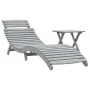 Liegestuhl mit massivem Akazienholz-Tisch in Grau von vidaXL, Liegen - Ref: Foro24-363280, Preis: 146,37 €, Rabatt: %