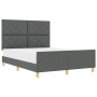 Estructura de cama con cabecera Gris oscuro 160 x 200 cm tela