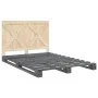 Bed frame with gray pine wood headboard 140x200 cm by vidaXL, Beds and slatted bases - Ref: Foro24-3281582, Price: 218,66 €, ...