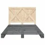 Bed frame with gray pine wood headboard 140x200 cm by vidaXL, Beds and slatted bases - Ref: Foro24-3281582, Price: 218,66 €, ...