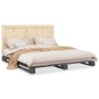 Estructura de cama con cabecero madera de pino gris 200x200cm