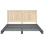 Estructura de cama con cabecero madera de pino gris 200x200cm