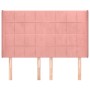 Cabecero con orejas de terciopelo rosa 147x16x118/128 cm