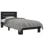Engineered wood and black metal bed frame 90x200 cm by vidaXL, Beds and slatted bases - Ref: Foro24-845742, Price: 95,25 €, D...