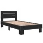 Engineered wood and black metal bed frame 90x200 cm by vidaXL, Beds and slatted bases - Ref: Foro24-845742, Price: 95,25 €, D...