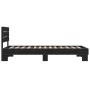 Engineered wood and black metal bed frame 90x200 cm by vidaXL, Beds and slatted bases - Ref: Foro24-845742, Price: 95,25 €, D...