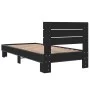 Engineered wood and black metal bed frame 90x200 cm by vidaXL, Beds and slatted bases - Ref: Foro24-845742, Price: 95,25 €, D...