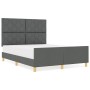 Estructura de cama con cabecera Gris oscuro 160 x 200 cm tela