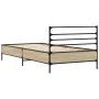 Sonoma oak metal engineered wood bed frame 90x200 cm by vidaXL, Beds and slatted bases - Ref: Foro24-845583, Price: 66,96 €, ...