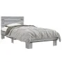 Sonoma gray metal engineered wood bed frame 100x200 cm by vidaXL, Beds and slatted bases - Ref: Foro24-845740, Price: 79,93 €...