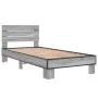Sonoma gray metal engineered wood bed frame 100x200 cm by vidaXL, Beds and slatted bases - Ref: Foro24-845740, Price: 79,93 €...