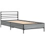Sonoma-graues Metall-Holzwerkstoff-Bettgestell, 90 x 190 cm von vidaXL, Betten und Lattenroste - Ref: Foro24-845630, Preis: 7...