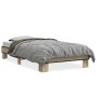 Estructura cama madera ingeniería metal roble Sonoma 90x200 cm de vidaXL, Camas y somieres - Ref: Foro24-845873, Precio: 66,7...