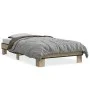 Sonoma oak metal engineered wood bed frame 90x200 cm by vidaXL, Beds and slatted bases - Ref: Foro24-845873, Price: 66,24 €, ...
