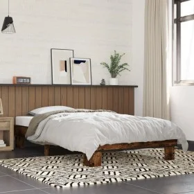 Engineered wood bed frame metal smoked oak 90x190 cm by vidaXL, Beds and slatted bases - Ref: Foro24-845884, Price: 78,75 €, ...