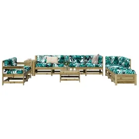 Juego de sofás de jardín 11 pzas madera de pino impregnada by vidaXL, Garden sets - Ref: Foro24-3250631, Price: 727,37 €, Dis...