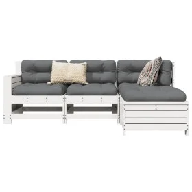 Juego de sofás de jardín 4 pzas madera maciza de pino blanco by vidaXL, Garden sets - Ref: Foro24-3250769, Price: 302,27 €, D...
