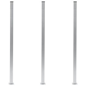 Postes de valla 3 unidades aluminio 185 cm