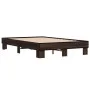 Estructura cama madera ingeniería metal marrón roble 140x190 cm de vidaXL, Camas y somieres - Ref: Foro24-845901, Precio: 100...