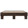 Estructura cama madera ingeniería metal marrón roble 140x190 cm de vidaXL, Camas y somieres - Ref: Foro24-845901, Precio: 100...