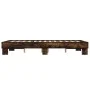 Estructura cama madera ingeniería metal marrón roble 140x190 cm de vidaXL, Camas y somieres - Ref: Foro24-845901, Precio: 100...