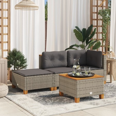 Taburete de jardín y cojín ratán sintético gris 63,5x56x32 cm de vidaXL, Otomanas de exterior - Ref: Foro24-365912, Precio: 5...