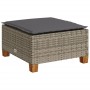 Gartenhocker und Kissen aus grauem synthetischem Rattan 63,5x56x32 cm. von vidaXL, Hocker für den Außenbereich - Ref: Foro24-...