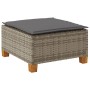 Gartenhocker und Kissen aus grauem synthetischem Rattan 63,5x56x32 cm. von vidaXL, Hocker für den Außenbereich - Ref: Foro24-...
