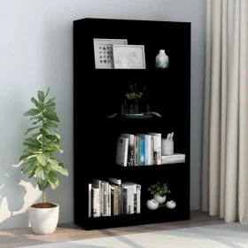 4-stöckiges Regal aus schwarzem Sperrholz 80x24x142 cm von vidaXL, Bücherregale und Regale - Ref: Foro24-800910, Preis: 62,58...