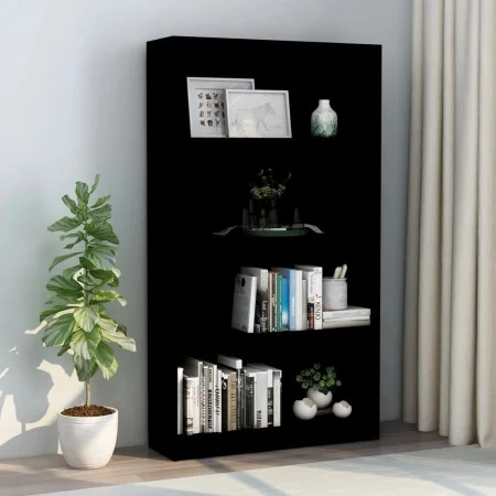 4-stöckiges Regal aus schwarzem Sperrholz 80x24x142 cm von vidaXL, Bücherregale und Regale - Ref: Foro24-800910, Preis: 62,59...