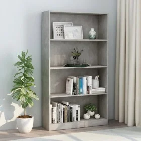 4-tier concrete gray plywood shelf 80x24x142cm by vidaXL, Bookcases and shelves - Ref: Foro24-800913, Price: 57,50 €, Discoun...