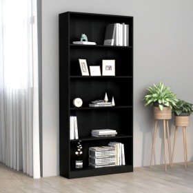 Estantería de 5 niveles madera contrachapada negra 80x24x175 cm von vidaXL, Bücherregale und Regale - Ref: Foro24-800919, Pre...