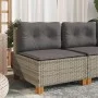 Sofá de jardín sin reposabrazos con cojines ratán PE gris by vidaXL, Outdoor sofas - Ref: Foro24-365906, Price: 101,37 €, Dis...