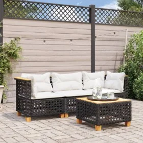 Sofá de jardín de 3 plazas con cojines ratán sintético negro by vidaXL, Outdoor sofas - Ref: Foro24-365938, Price: 250,23 €, ...