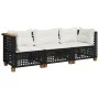 Dreisitziges Gartensofa mit schwarzen Kunststoff-Rattan-Kissen. von vidaXL, Outdoor-Sofas - Ref: Foro24-365938, Preis: 254,41...