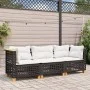 Sofá de jardín de 3 plazas con cojines ratán sintético negro by vidaXL, Outdoor sofas - Ref: Foro24-365938, Price: 250,23 €, ...