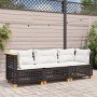 Sofá de jardín de 3 plazas con cojines ratán sintético negro by vidaXL, Outdoor sofas - Ref: Foro24-365938, Price: 254,41 €, ...