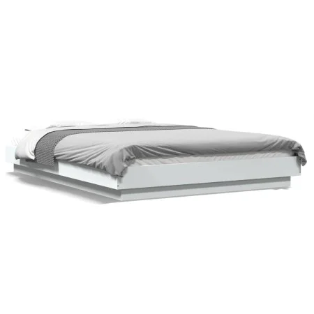 Estructura de cama con LED madera ingeniería blanco 140x200 cm de vidaXL, Camas y somieres - Ref: Foro24-3281098, Precio: 187...