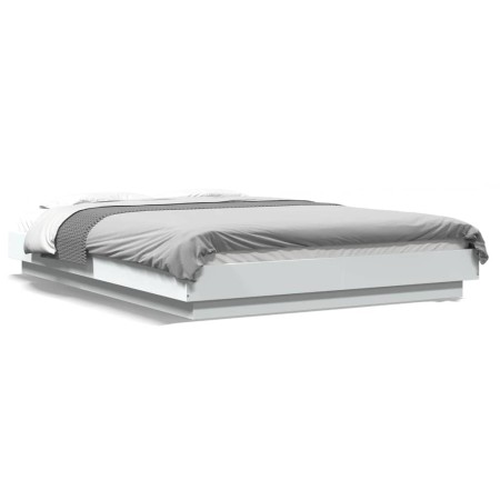 Weißer Bettrahmen aus Holzwerkstoff mit LED, 140 x 200 cm von vidaXL, Betten und Lattenroste - Ref: Foro24-3281098, Preis: 18...