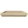 Sonoma oak wood bed frame with LED lights 135x190 cm by vidaXL, Beds and slatted bases - Ref: Foro24-3281135, Price: 174,92 €...