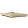 Sonoma oak wood bed frame with LED lights 135x190 cm by vidaXL, Beds and slatted bases - Ref: Foro24-3281135, Price: 177,07 €...