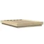 Sonoma oak wood bed frame with LED lights 135x190 cm by vidaXL, Beds and slatted bases - Ref: Foro24-3281135, Price: 174,92 €...