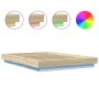 Sonoma oak wood bed frame with LED lights 135x190 cm by vidaXL, Beds and slatted bases - Ref: Foro24-3281135, Price: 174,92 €...