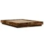 Bed frame with LED lights smoked oak wood 140x200 cm by vidaXL, Beds and slatted bases - Ref: Foro24-3281102, Price: 179,23 €...
