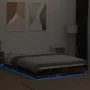 Bed frame with LED lights smoked oak wood 140x200 cm by vidaXL, Beds and slatted bases - Ref: Foro24-3281102, Price: 179,23 €...