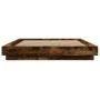 Bed frame with LED lights smoked oak wood 140x200 cm by vidaXL, Beds and slatted bases - Ref: Foro24-3281102, Price: 179,23 €...