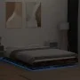 Bed frame with LED lights smoked oak wood 135x190 cm by vidaXL, Beds and slatted bases - Ref: Foro24-3281137, Price: 174,92 €...